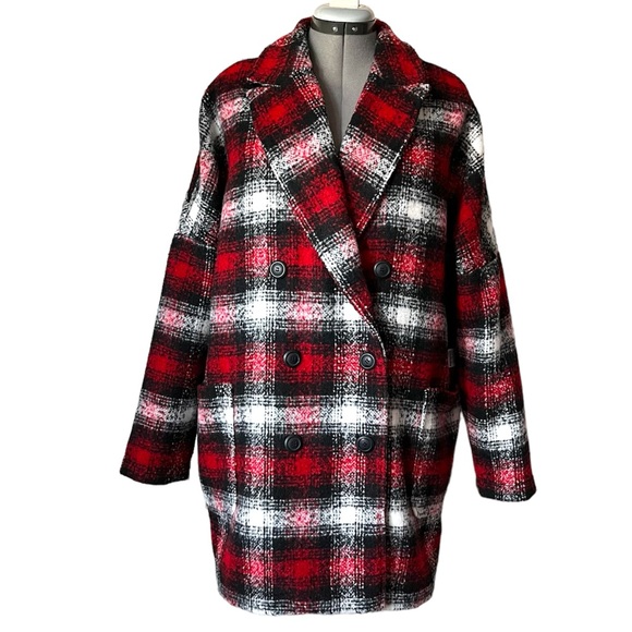 NEW Tribal plaid double breasted Shacket L - Picture 1 of 14